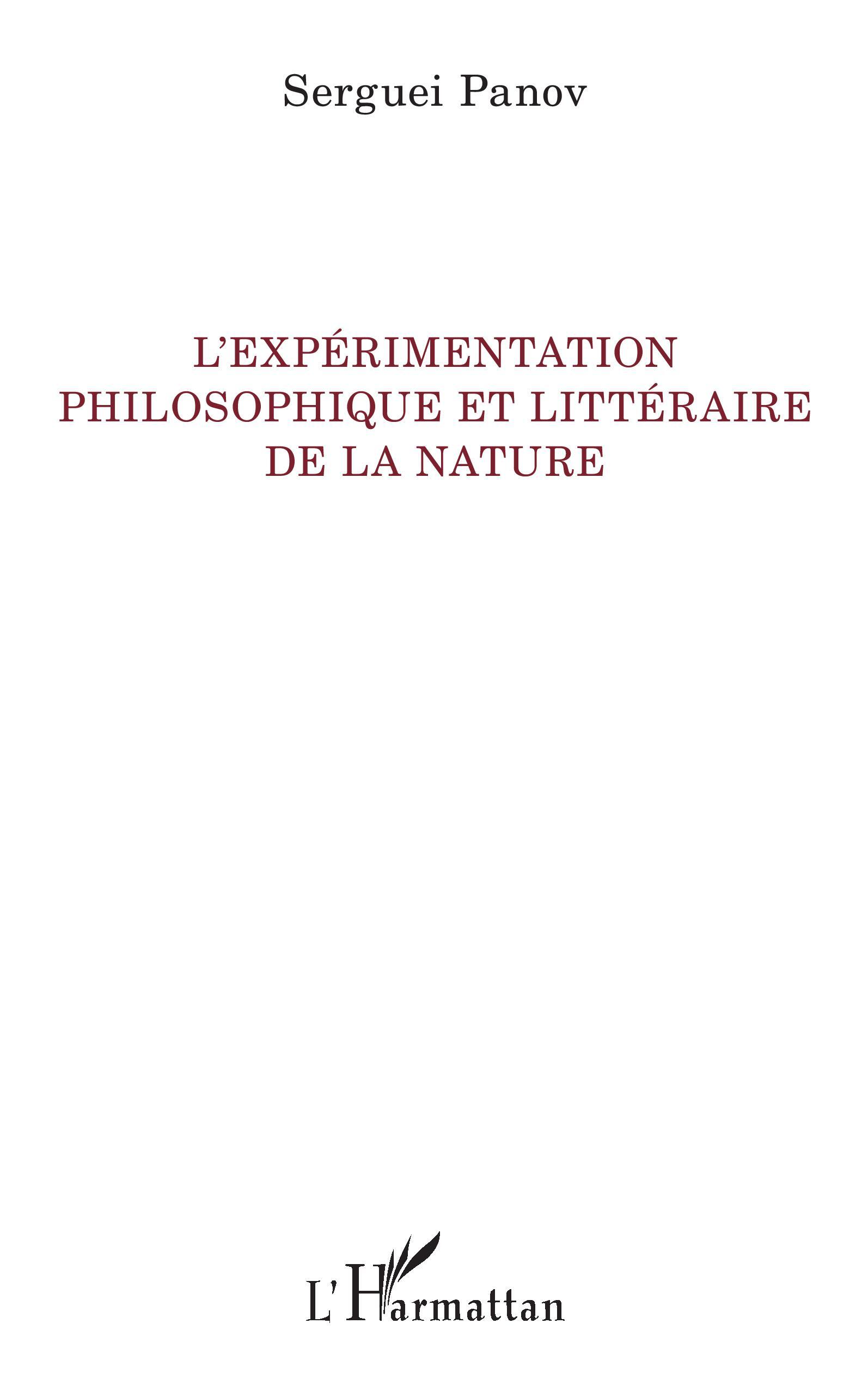 L'expérimentation philosophique et littéraire de la nature (9782140300301-front-cover)