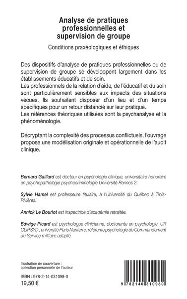 Analyse de pratiques professionnelles et supervision de groupe, Conditions praxéologiques et éthiques (9782140310980-back-cover)