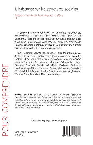 L'insistance sur les structures sociales, Théories en sciences humaines au XXe siècle (9782140338250-back-cover)