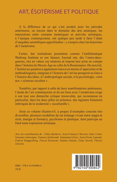 Politica Hermetica, Art, ésotérisme et politique (9782140300844-back-cover)