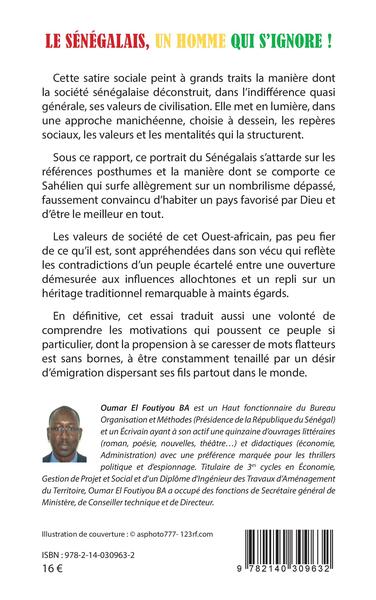 Le Sénégalais, un homme qui s'ignore, Essai satirique (9782140309632-back-cover)