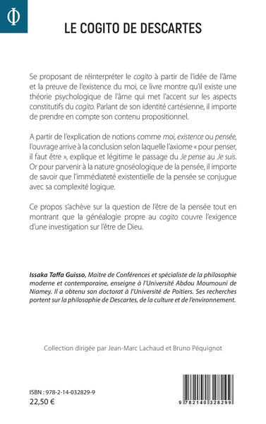 Le cogito de Descartes, Psychologie, gnose et généaologie (9782140328299-back-cover)