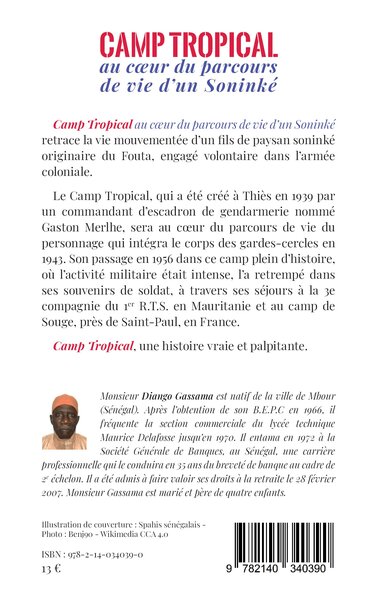 Camp tropical au coeur du parcours de vie d'un Soninké (9782140340390-back-cover)