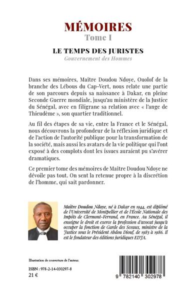Société Sénégalaise de Sociologie et d'Anthropologie (3SA), Mémoires Tome 1, Le temps des juristes. Gouvernement des hommes (9782140302978-back-cover)