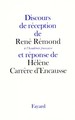 Discours de réception de René Rémond à l'Académie Française, et réponse de Hélène Carrère d'Encausse (9782213605999-front-cover)