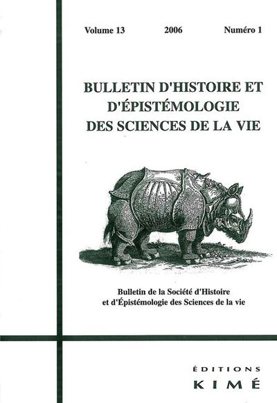 Bulletin d'Histoire et d'Epistemologie des Sciences De, Des Sciences de la Vie (9782841743940-front-cover)