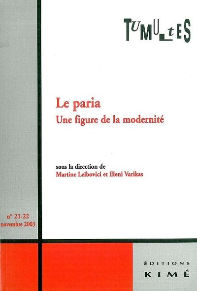 Tumultes N°21 le Paria, Une Figure de la Modernité (9782841743223-front-cover)
