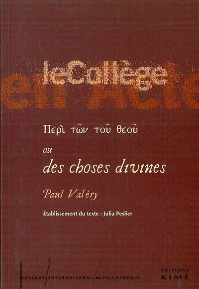 Peri Ton Tou Theou, Manuscrit Inédit, Redige Entre 1920-39 (9782841743612-front-cover)