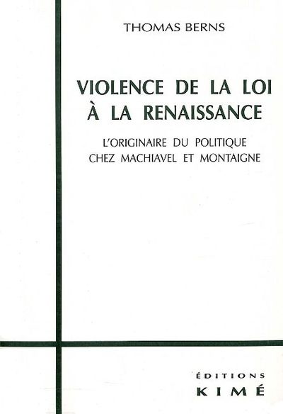 Violence de la Loi a la Renaissance (9782841742103-front-cover)