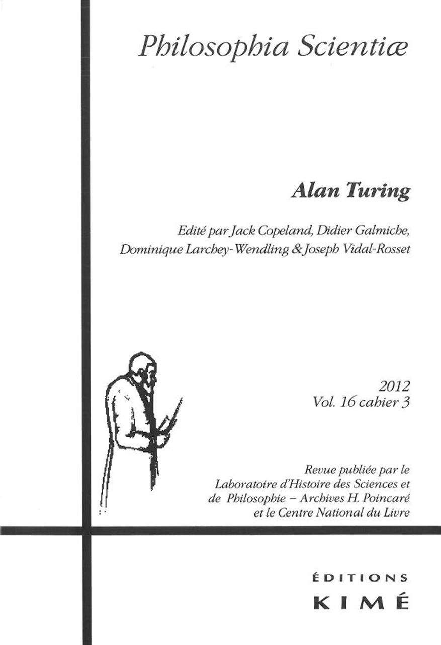 Philosophia Scientiae T. 16 / 3 2012, Alan Turing (9782841746033-front-cover)