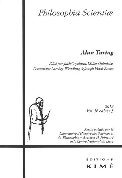 Philosophia Scientiae T. 16 / 3 2012, Alan Turing (9782841746033-front-cover)