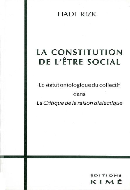 La Constitution de l'Être Social (9782841740758-front-cover)