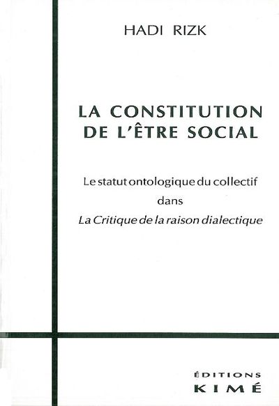 La Constitution de l'Être Social (9782841740758-front-cover)