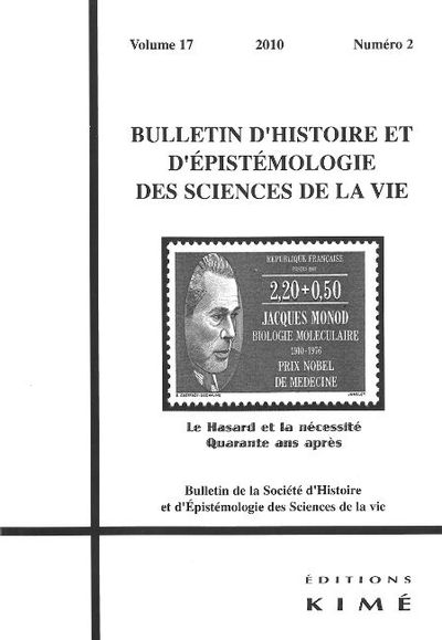 Bulletin d'Histoire et d'Epistemologie...17 / 2, Le Hasard et la Necessite,40 Ans Après (9782841745302-front-cover)