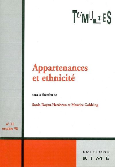 Tumultes N°11 Appartenances et Ethnicite (9782841741366-front-cover)