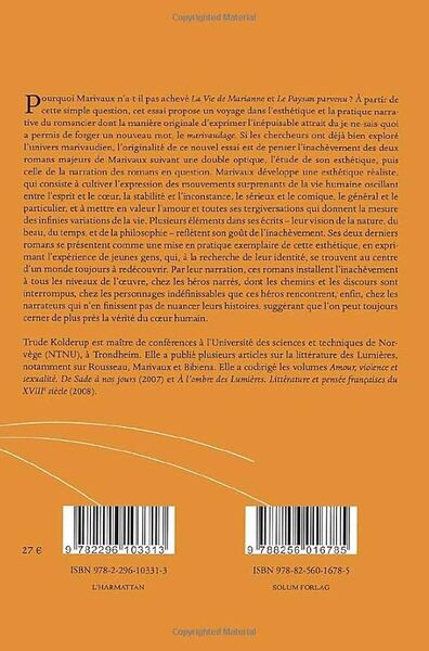 Le goût de l'inachèvement, Esthétique & narration dans l'oeuvre de Marivaux (9782296103313-back-cover)