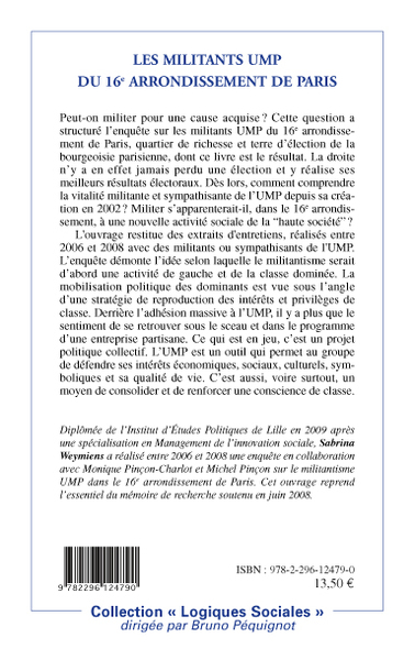 Les militants UMP du 16e arrondissement de Paris (9782296124790-back-cover)
