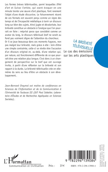 La brièveté télévisuelle, Le cas des émissions sur les arts plastiques (9782296139084-back-cover)