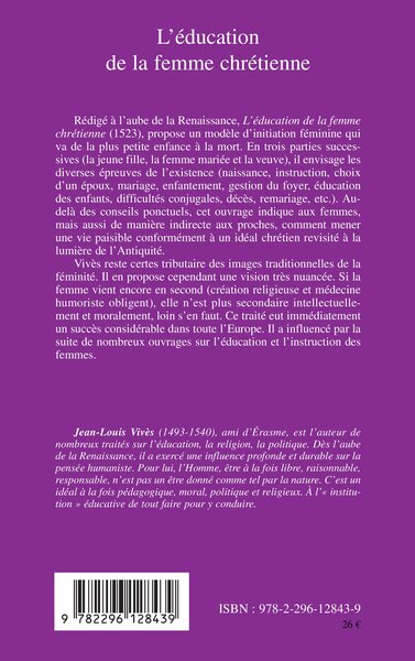 L'éducation de la femme chrétienne (9782296128439-back-cover)