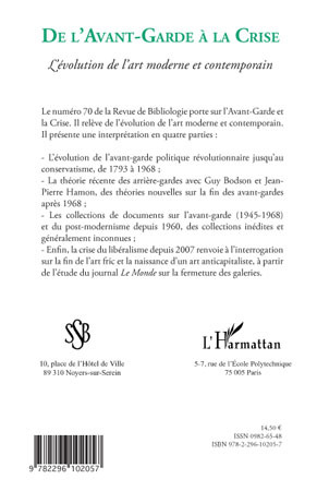 De l'Avant-Garde à la Crise, L'évolution de l'art moderne et contemporain (9782296102057-back-cover)