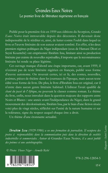 Grandes Eaux Noires, Le premier livre de littérature nigérienne en français (9782296128545-back-cover)