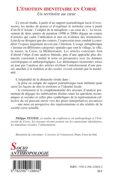 L'émotion identitaire en Corse, Un territoire au cur (9782296128842-back-cover)
