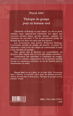 Thérapie de groupe pour un homme seul, Roman (9782296137783-back-cover)