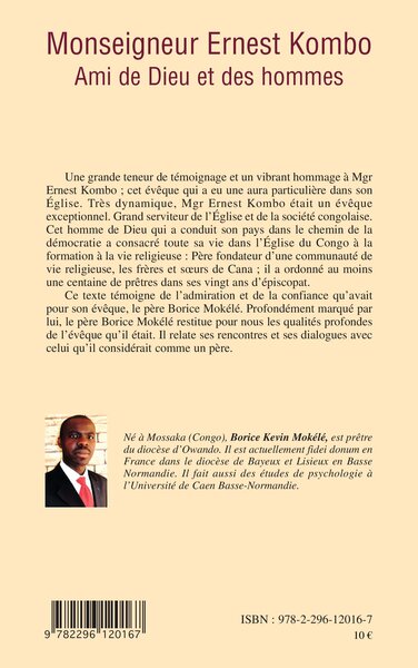 Monseigneur Ernest Kombo, Ami de Dieu et des hommes - Témoignage des amitiés (9782296120167-back-cover)