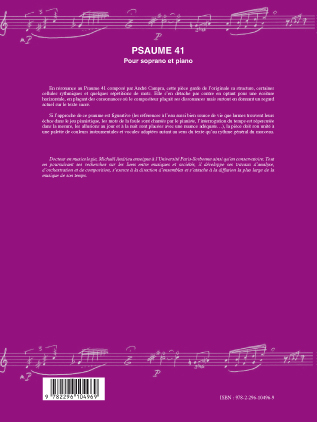 Psaume 41, Partition pour soprano et piano (9782296104969-back-cover)