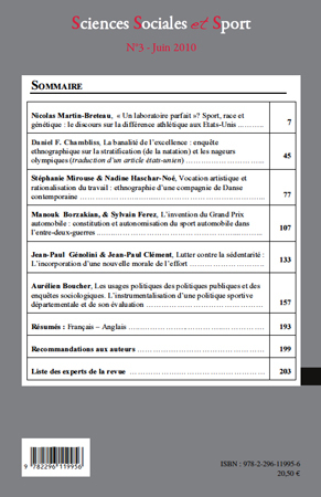 Sciences Sociales et Sport, Sciences sociales et sport n° 3 (9782296119956-back-cover)