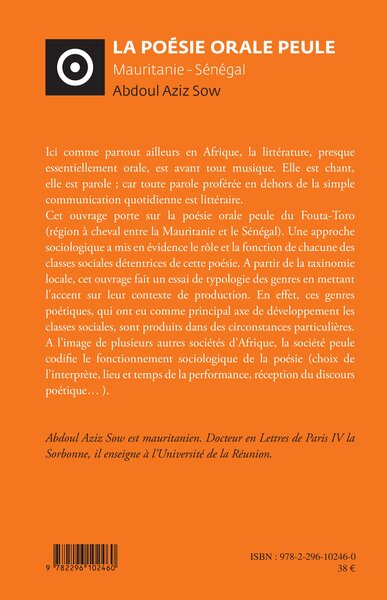 La poésie orale peule, Mauritanie - Sénégal (9782296102460-back-cover)