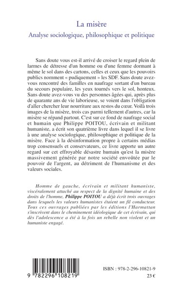 La misère, Analyse sociologique, philosophique et politique (9782296108219-back-cover)