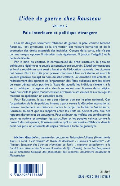 L'idée de guerre chez Rousseau (Volume 2), Paix intérieure et politique étrangère (9782296117488-back-cover)