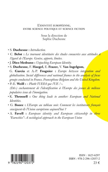 Politique Européenne, L'identité européenne entre science politique et science fiction (9782296120372-back-cover)