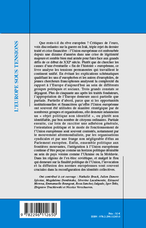 L'Europe sous tensions, Appropriation et contestation de l'intégration européenne (9782296112650-back-cover)