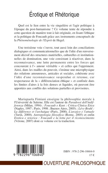 Erotique et Rhétorique, Foucault et la lutte pour la reconnaissance (9782296106840-back-cover)