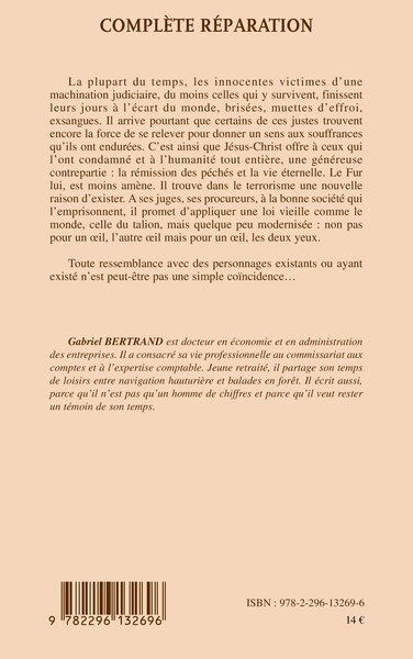 Complète réparation, Roman (9782296132696-back-cover)