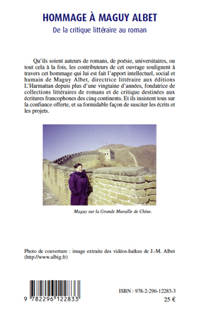 Hommage à Maguy Albet, De la critique littéraire au roman (9782296122833-back-cover)