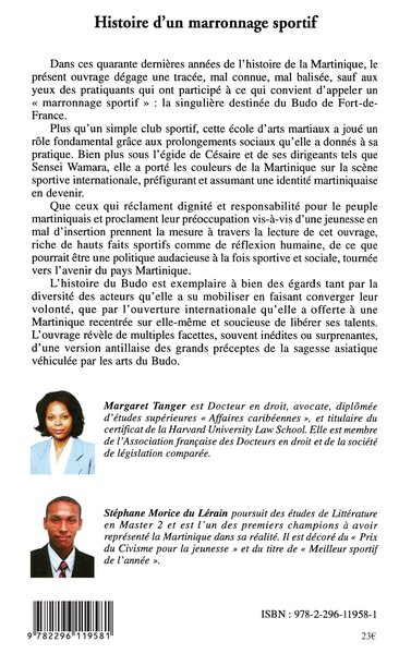 Histoire d'un marronnage sportif, Le Budo en Martinique (9782296119581-back-cover)