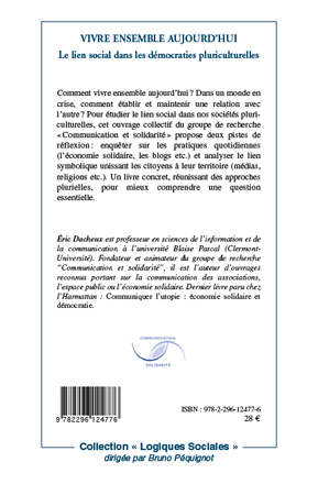 Vivre ensemble aujourd'hui, Le lien social dans les démocraties pluriculturelles (9782296124776-back-cover)