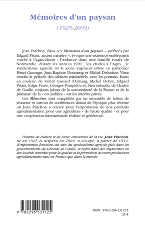 Mémoires d'un paysan, (1925-2009) (9782296131125-front-cover)