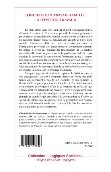 Conciliation travail-famille : attention travaux (9782296107748-back-cover)