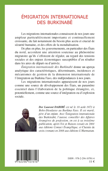 Emigration internationale des Burkinabè (9782296107816-back-cover)