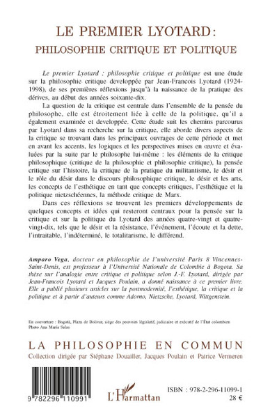 Le premier Lyotard : philosophie critique et politique (9782296110991-back-cover)