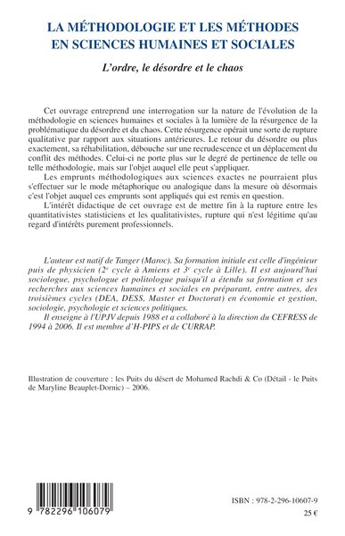 La méthodologie et les méthodes en sciences humaines et sociales, L'ordre, le désordre et le chaos (9782296106079-back-cover)