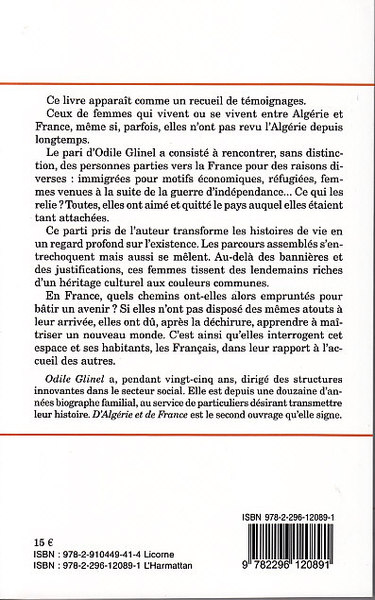 D'Algérie et de France, Khamsa, Isabelle et les autres (9782296120891-back-cover)