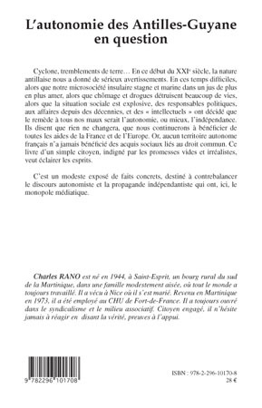 L'autonomie des Antilles-Guyane en question, Le choix de la République française ou l'autonomie des roitelets - (Tome 1) (9782296101708-back-cover)