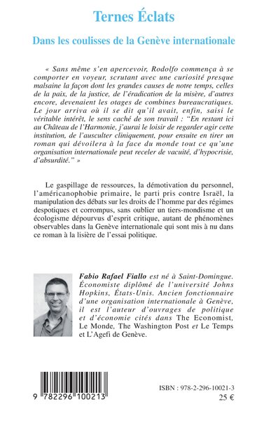 Ternes Eclats, Dans les coulisses de la Genève internationale - Roman politique (9782296100213-back-cover)