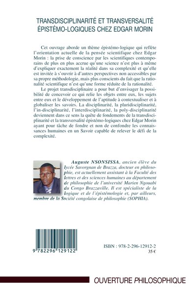 Transdisciplinarité et transversalité, Épistémo-logiques chez Edgar Morin (9782296129122-back-cover)