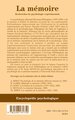 La mémoire, Recherches de psychologie expérimentale (9782296131750-back-cover)